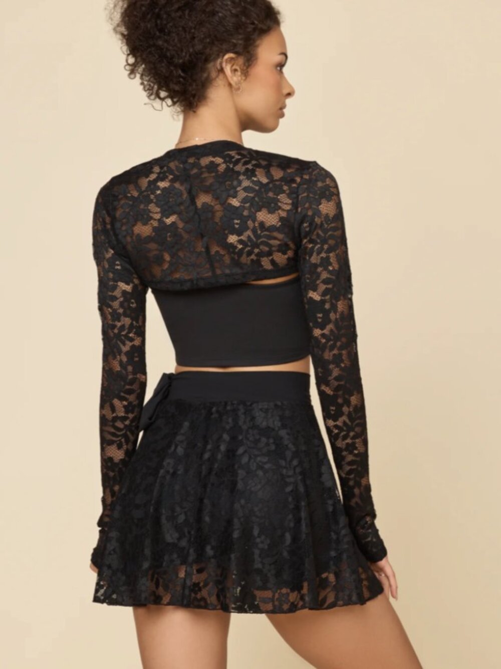 NWT POPFLEX Lace Juliet Wrap Ballet Skort Black High Waist Pockets - Picture 2 of 11